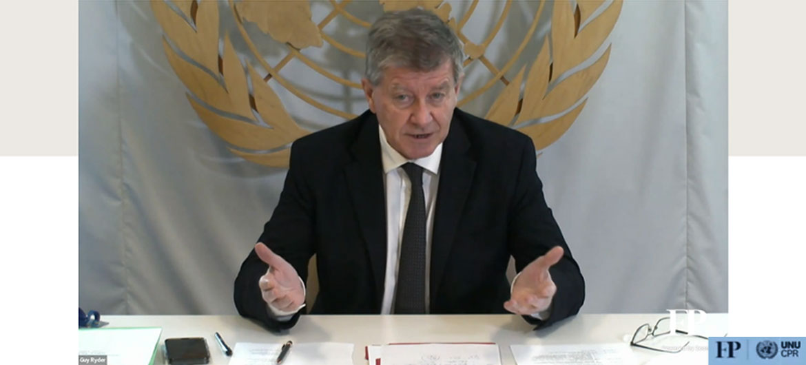 capture d'écran d'une vidéo de l'intervention de M. Guy Ryder